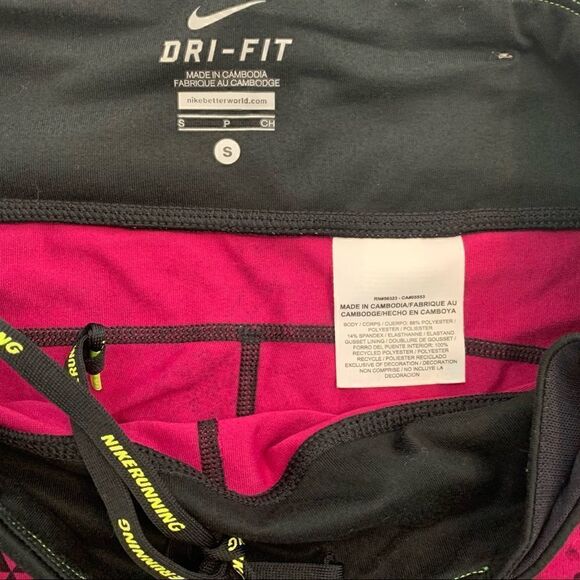 Nike Dry-Fit Running Athletic Crop Pants Pink & Black Dot Cano Women’s Small (S) - Picture 5 of 10
